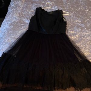 Classic Black Lace Tulle Dress - Women's